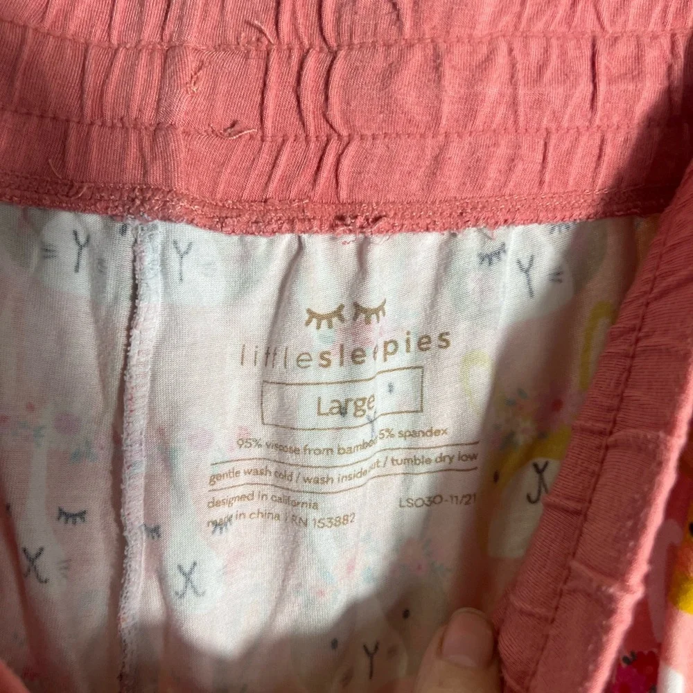 Little Sleepies Bunny Print Pajama Bottoms - Pink and White small mark - Picture 5 of 6